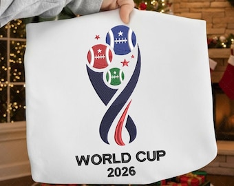 Diseño de bordado del Mundial 2026, logotipo de fútbol, archivo de bordado a máquina, patrón de bordado deportivo