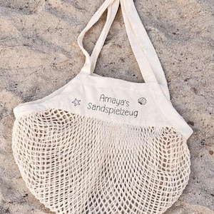Bolsa de areia personalizada com nome | Bolsa de praia infantil | Bolsa de praia em tela | Bolsa de praia para crianças | Presente de férias na praia para crianças
