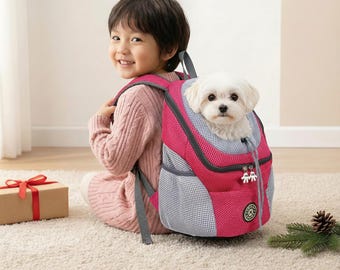 Mochila de viaje para mascotas, bolsa de transporte para perros con doble hombro y malla frontal, bolsa portátil para exteriores