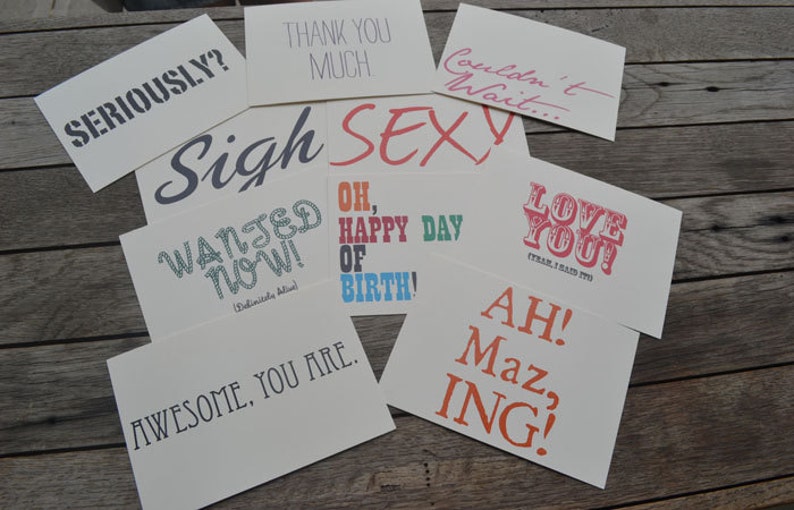 Assorted All Occasion Typography and Handstamped Postcards Set of 10 image 2