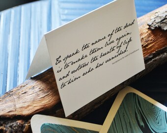 King Tut Quote - Sympathy - Loss - Single Blank Card - Turquoise, Gold, and Black Marble Handmade Paper Lined Envelope
