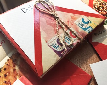 Delicious Food Inspired Notecards with Vintage 50s Magazine Page Lined Envelopes
