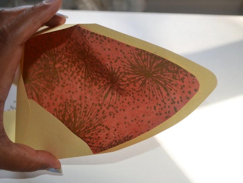 Take it William Stafford Quote Here Gold and Coral Star Burst Handmade Paper Lined Envelope it/'s yours Single Blank Card