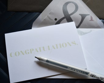 Congratulations - Single Blank Card - Love - Wedding - Anniversary - Mr & Mrs Paper Lined Envelope