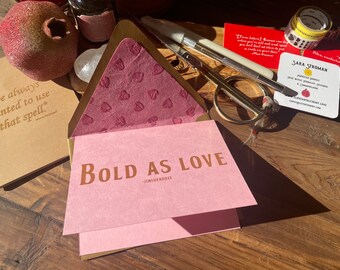 Jimi Hendrix "Bold as Love" Greeting Card with Heart Lined Envelope