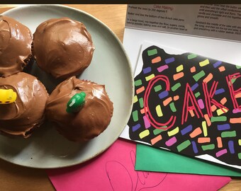 CAKE Greeting Card- Nigella Lawson Chocolate Fudge Cake Recipe and Blank Card with Envelope