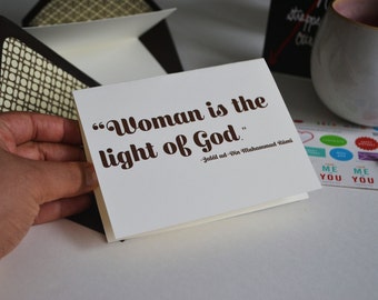 Rumi Quote Greeting Card - Woman is the Light of God