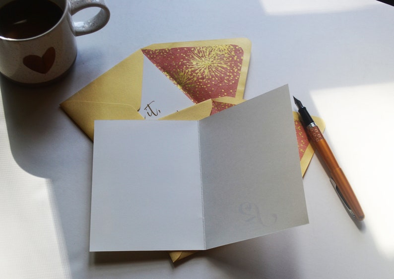 Take it William Stafford Quote Here Gold and Coral Star Burst Handmade Paper Lined Envelope it/'s yours Single Blank Card