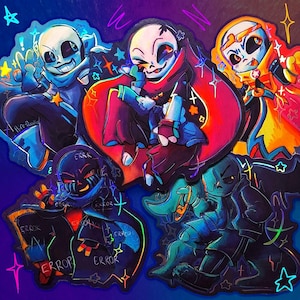 ¡Calcomanías holográficas UTMV Sans Au! ¡Tinta, intercambio, sueños, errores y pesadillas!