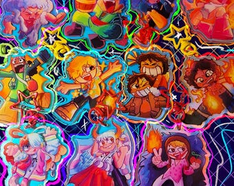 2.5” Holographic Anime Pirate charms!!! Luffy, Zoro, Nami, Usopp, Sanji, Uta, Yamato, Corazón