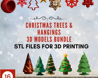 3D Printable Christmas Tree & Ornaments Bundle | Holiday Decor STL Files for 3D Printing