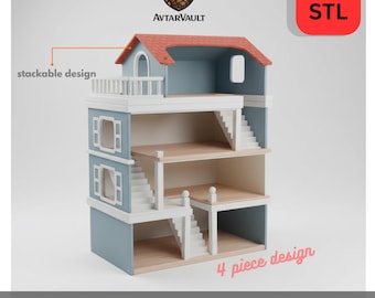 Modern Stackable Dollhouse STL File | 3D Printable Miniature House (Digital Download)