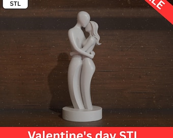 Scultura di coppia astratta moderna STL / Stampa 3D per San Valentino / Statua di coppia romantica che si abbraccia / File STL per decorazioni d'amore
