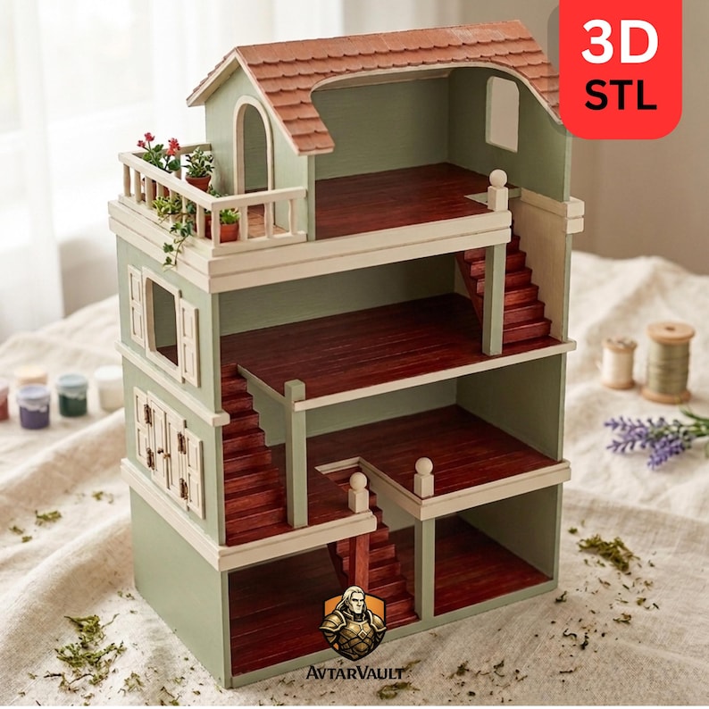 Fichier STL empilable moderne pour maison de poupée | Maison miniature imprimable en 3D (téléchargement numérique) image 5