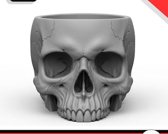 Gothic Skull Planter STL File | 3D Printable Halloween Decor (Digital Download)