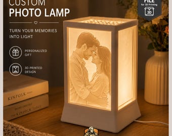 Custom Photo Lithophane Lamp STL | Personalized Couple Night Light (Digital File)