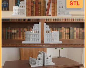3D-afdrukbare boekensteunen Romeins Colosseum STL | Architectonisch decor