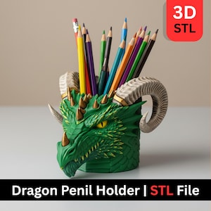 Dragon Head Pencil Holder STL File | Fantasy Desk Organizer (Digital Download)