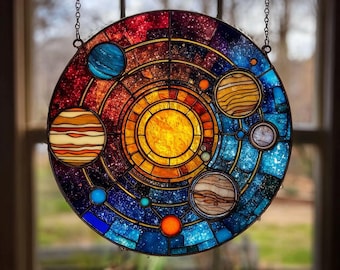 大型45cm】ヴィンテージ ステンドグラス サンキャッチャー 壁掛け