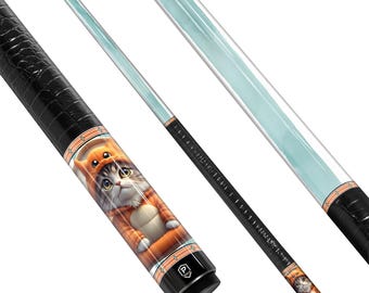 Preorder Dragon-Cat Watercolor Carbon Fiber Pool Cue - Magical Cosplay & Fantasy Art Stick