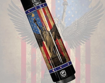 Preorder Patriotic Liberty Wing Carbon Fiber Pool Cue - American Flag & Liberty Angel Art Stick
