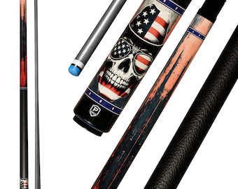 Preorder Patriotic Cowboy Carbon Fiber Pool Cue – Western Skull Edition | Vintage Americana Performance Stick