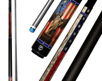 Preorder Patriotic Liberty Wing Carbon Fiber Pool Cue - American Flag & Liberty Angel Art Stick
