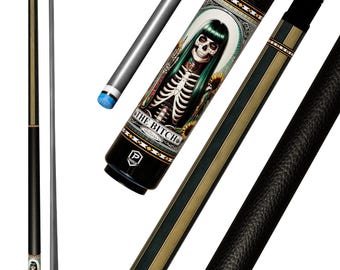 Skull Carbon Fiber Pool Cue | The Bitch Tarot Card Tattoo Skeleton Badass Art