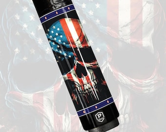 Preorder American Rebel Skull Carbon Fiber Pool Cue - Splatter Flag & Patriot Shroud Art Stick