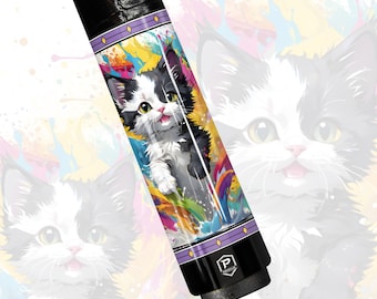 Preorder Color Splash Kitten Carbon Fiber Pool Cue Vibrant Pop Art Cat Low Deflection Gift