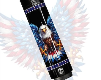 Preorder Sovereign Wings Unleashed Carbon Fiber Pool Cue - Vibrant Flag & Soaring Patriot Eagle Stick