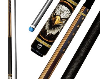 Preorder Heritage Timber Eagle Carbon Fiber Pool Cue - Faux Wood Grain Patriotic Art Stick