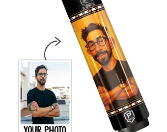 Preorder Personalized Caricature Cue Design – Carbon Fiber Pool Cue – Custom Cartoon Drawing From Photo