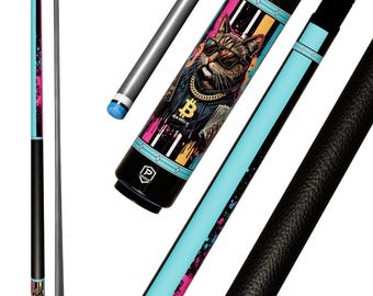 Carbon Fiber Pool Cue | Crypto Neon Graffiti Art