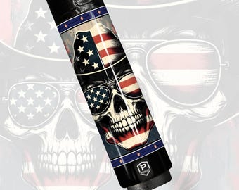 Preorder Patriotic Cowboy Carbon Fiber Pool Cue – Western Skull Edition | Vintage Americana Performance Stick
