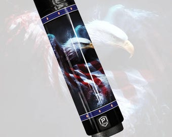 Preorder Eternal Liberty Flame Carbon Fiber Pool Cue - Soaring Eagle Patriotic Cinematic Art Stick