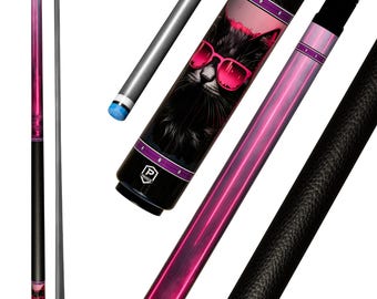 Preorder Neon Shadow Cat Carbon Fiber Pool Cue | Cyberpunk Pink & Black | Futuristic High-Performance Stick