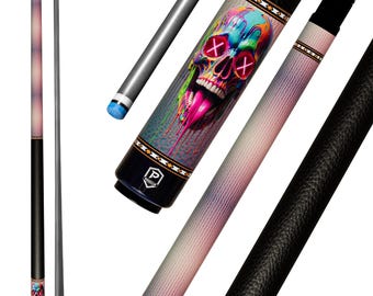Skull Carbon Fiber Pool Cue | Neon Drip Rave X-Eyes Street Art