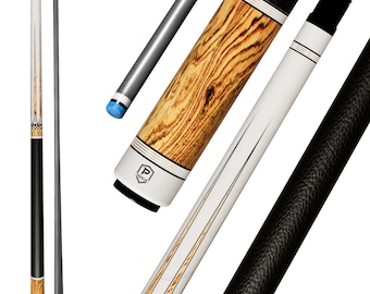 Traditional Carbon Fiber Pool Cue | White Marble & Golden Burl