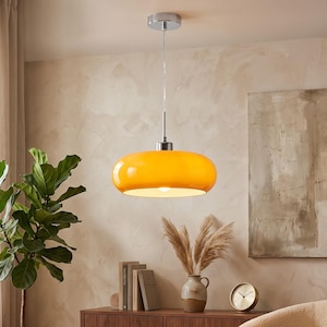 Nordic Modern Glass Dome Chandelier, Cream Style, Adjustable Light (28cm Diameter)