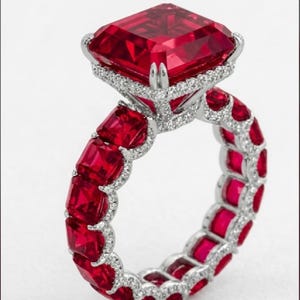 Emerald Cut rode robijnring, 925 sterlingzilveren boho-sieraden, robijnrode ring, statementring voor vrouwen, geboortesteen juli, cadeau