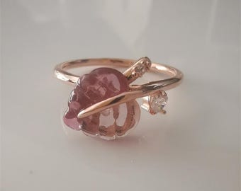 pandora rose gold pink murano fallen leaves ring