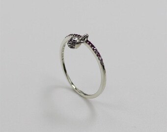 Pandora Silver Pink Peach Blossom Flower Bud Ring