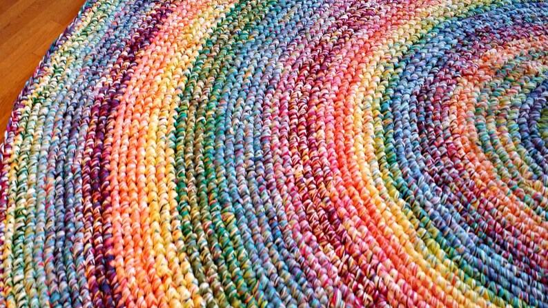 Jute rug braided round cotton natural select offer Made to Order 8 foot Rainbow Rug/Rugs/Rug/Round Rugs/Round | Etsy