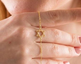 Davidstern Armband 925 Silber - Zarter Magen David Anhänger, Jüdischer Schmuck Geschenk