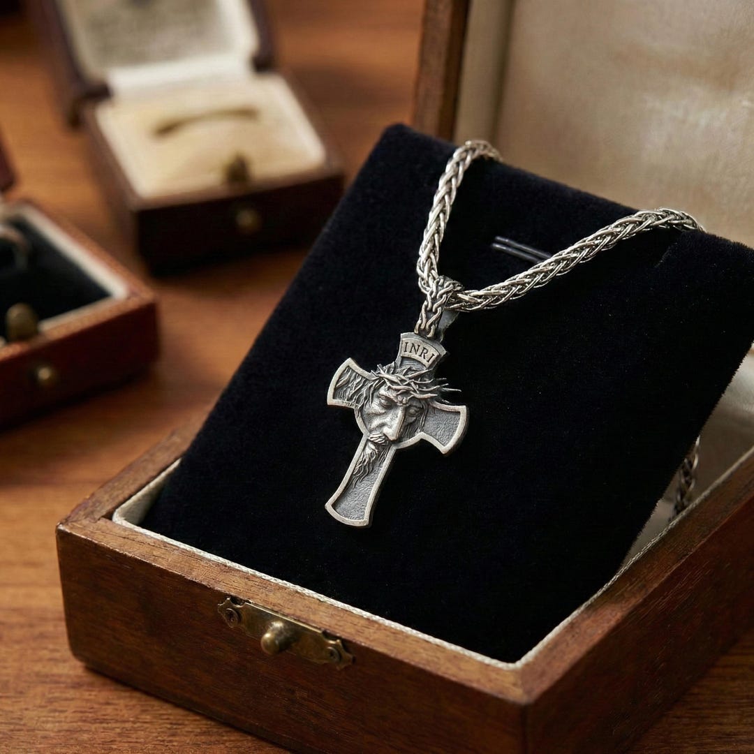925 Sterling Silver Jesus Cross Necklace – INRI Crucifix Pendant for ...