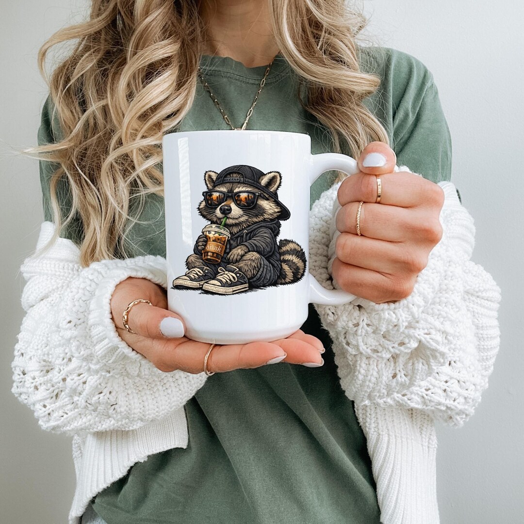 Cool Raccoon Mug With Coffee, Funny Trash Panda Coffee Cup, Retro ...