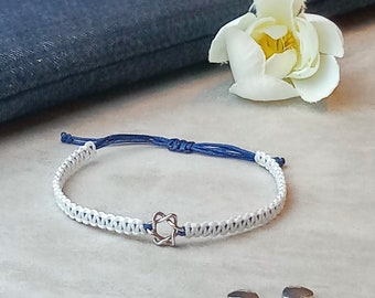 Sterling silver star bracelet, star bracelet, string bracelet, adjustable string bracelet, cord bracelet, gifts for her (TB001)