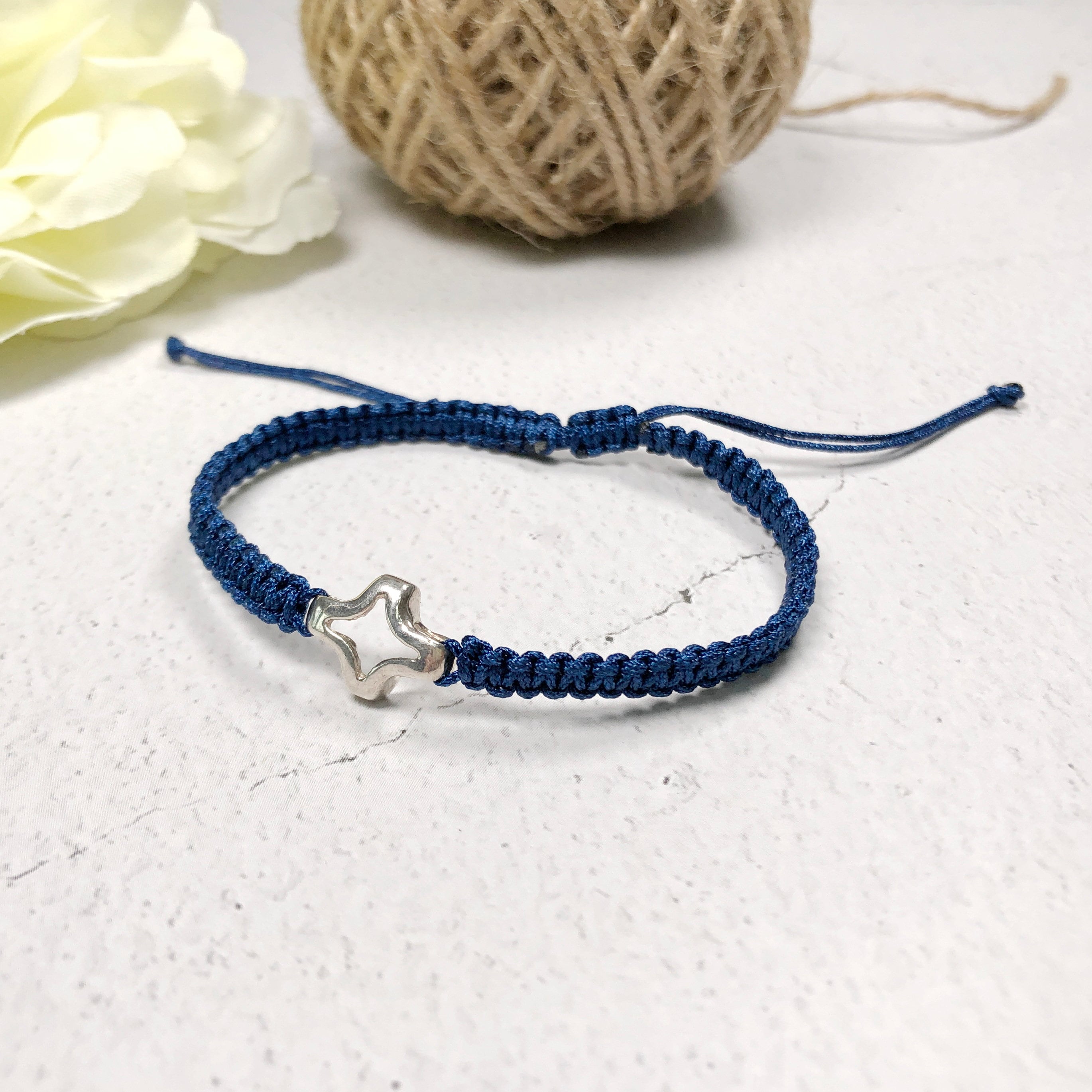 Sterling Silver Cross String Bracelet, Silver String Bracelet, Fate