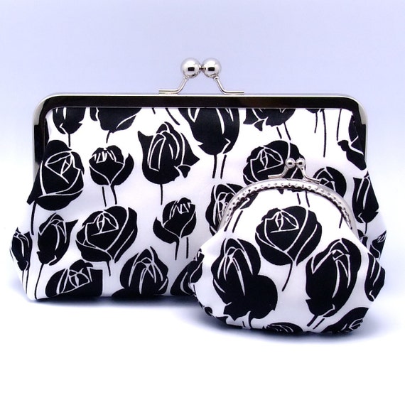 Items similar to Purse set Black roses (T019) on Etsy